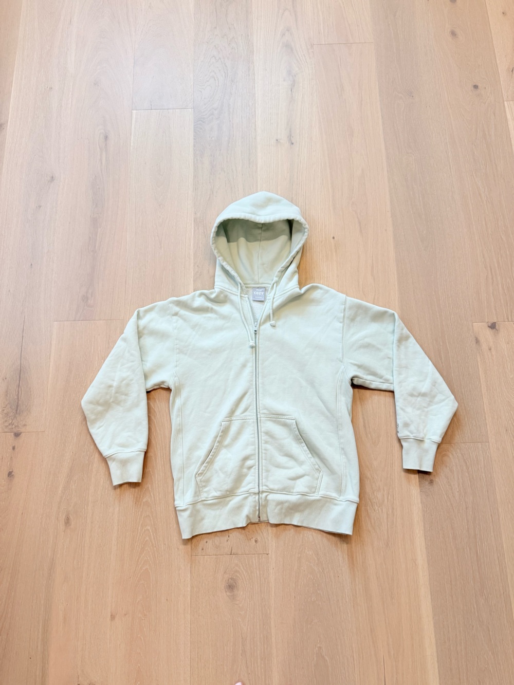 Tna The Cozy Fleece Boyfriend Zip Hoodie Pale Mint Green XS